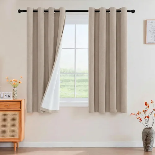 Miniatura 15 de Primitive - Cortinas opacas 100 % de lino texturizado natural para dormitorio, sala de estar, cortinas para ahorra energía, tela de arpillera