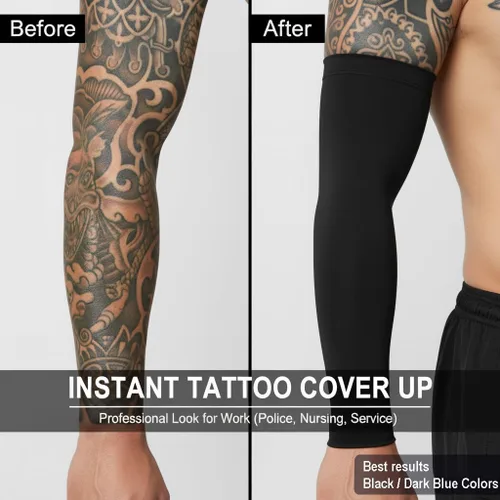 Miniatura 8 de Mangas de brazo para hombres y mujeres de trabajo, 1 par de protección solar UV UPF manga larga tatuaje cubre mangas para cubrir las mangas