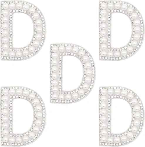 Miniatura 9 de Parche de letras A-Z para planchar con diamantes de imitación brillantes de perlas del alfabeto inglés, parche de costura para vestido de novia