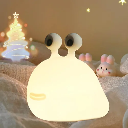 PTAEXCEL Luz nocturna de babosa, LED portátil recargable por USB, linda luz nocturna con sensor temporizador, lámpara táctil, silicona para regalo