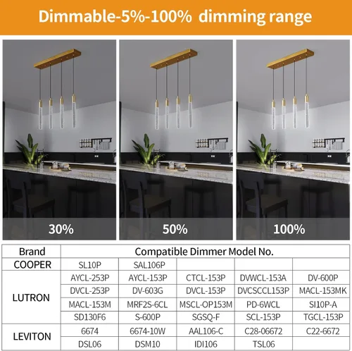 Miniatura 5 de Iluminación moderna para isla de cocina, lámpara colgante de isla de cocina, regulable, LED, acabado de latón dorado, mini iluminación colgante