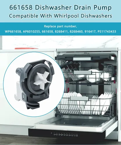 Miniatura 2 de 661658 Dishwasher Drain Pump, Heavy Duty Direct Replacement for Whirlpool Kenmore Sears, Replaces