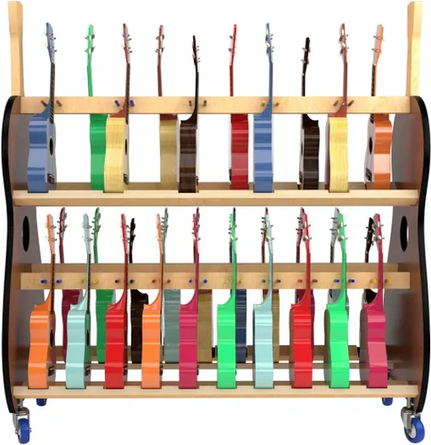 Miniatura 2 de Carrito de almacenamiento de ukelele móvil para escuelas - The Band Room Estante de aula para 18 o 30 instrumentos Fabricado en Estados Unidos
