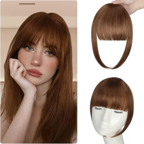 Miniatura 7 de Flequillo con clip, flequillo falso fácil de usar, flequillo de clip en flequillo, extensiones de cabello rubio francés, flequillo sintético