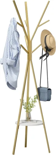 HOME BI Perchero de pie para sombreros y abrigos, soporte de exhibición, árbol de pasillo de metal, con 9 ganchos para sombreros, abrigos y bufandas