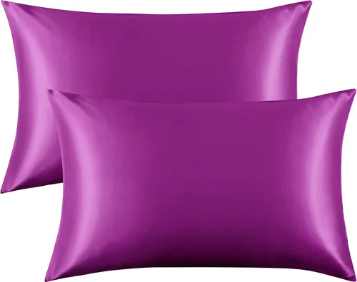 Miniatura 15 de FLXXIE Paquete de 2 fundas de almohada de satén para piel y cabello, 14 x 20 pulgadas, fundas de almohada de viaje suaves y sedosas para niños
