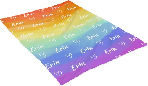 Miniatura 2 de Manta personalizada de corazón arcoíris con nombre de bebé, manta personalizada para regalo