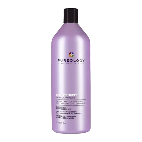 Pureology Hydrate Sheer Shampoo - Champú hidratante ligero para cabello fino o seco tratado con color, sin silicona y vegano