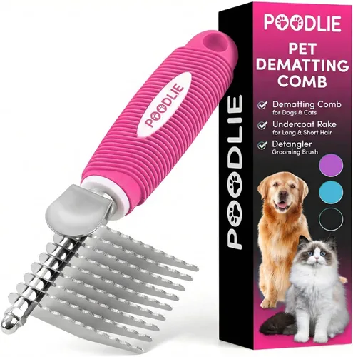 Miniatura 15 de Poodle - Peine Rastrillo Desenredante para Perros y Gatos - Cuchillas Largas de Acero de Seguridad de 2.5" Peine de Metal para Desenredar Pelo
