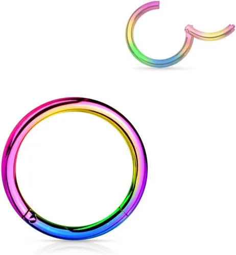 Miniatura 96 de Forbidden Body Jewelry - Piercing para la nariz de acero quirúrgico 316L con bisagra, 14G, 16G, 18G, diámetro de 15/64, 5/16, 25/64, 15/32 pulgadas