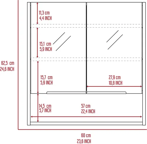 Miniatura 3 de FM FURNITURE Ozark - Botiquín con espejo de 24 pulgadas con estante y almacenamiento cerrado para baño