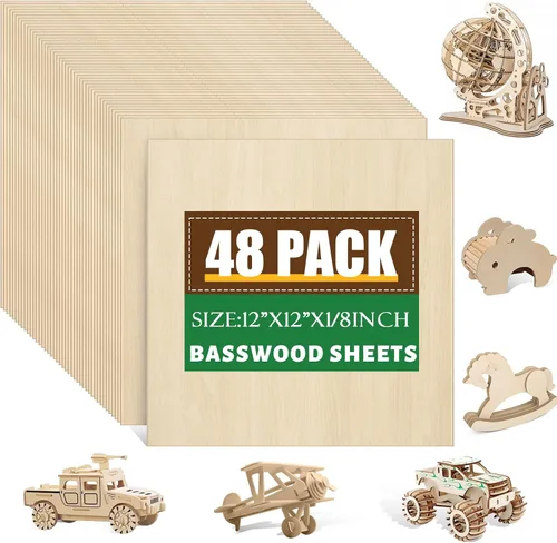 Miniatura 11 de Paquete de 8 hojas de madera contrachapada de nogal de 12 x 12 x 1/8 pulgadas, madera contrachapada de 0.118 in para corte y grabado láser, madera