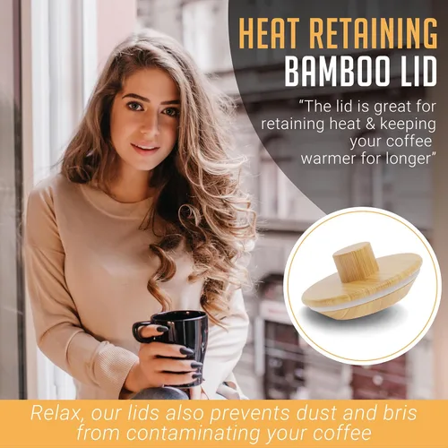 Miniatura 6 de HEXNUB Organizador y tapa para cafetera, soporte de bambú para jarras Chemex, Bodum, Cosori, tapete resistente al calor, soporte de filtro