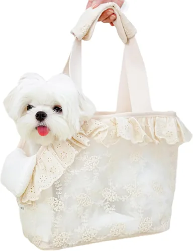 Miniatura 12 de ONECUTE Transportador para perros pequeños, conejos, gatos con bolsillos grandes, bolsa de algodón, transportador para perros de lado suave, Beige