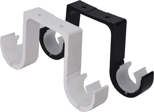 Miniatura 7 de Soportes de barra de cortina doble, 2 piezas, aleación de aluminio montados en el techo, blanco