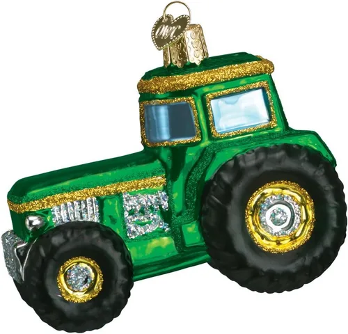 Old World Christmas - Adorno de tractor de vidrio soplado para árbol de Navidad, decoración festiva artesanal, colección de herramientas
