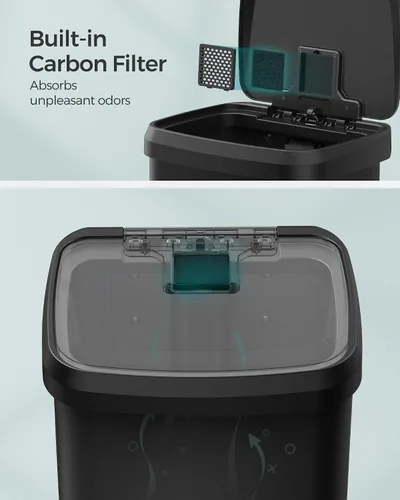 Miniatura 7 de SONGMICS Cubo de basura para cocina, 13 galones (50 L) de acero inoxidable, con tapa que permanece abierta y pedal para pisar, cierre suave, alto