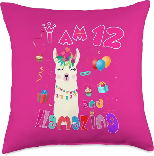 Miniatura 4 de Llama 12th Birthday Girl & Gifts I Am 12 Years Old and Llamazing Llama - Almohada de 12 cumpleaños para niña, 16 x 16 pulgadas, multicolor