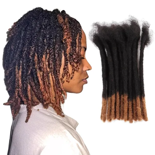 Miniatura 27 de Viovian Extensiones de rastas de 0.23 pulgadas de cabello humano de 6 pulgadas, 20 hebras ombré, extensiones de cabello humano para hombres, 1b/27