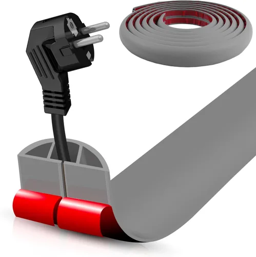 Miniatura 95 de Cubierta autoadhesiva para cables de suelo, gestión de cables de 3.3 pies, protector de tira de extensión para cables, evita tropiezos de cables