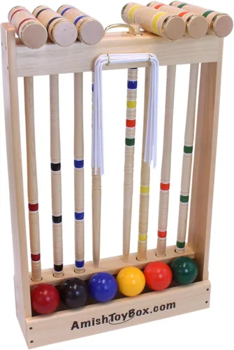 Juego de Croquet de madera de arce de lujo, 6 jugadores