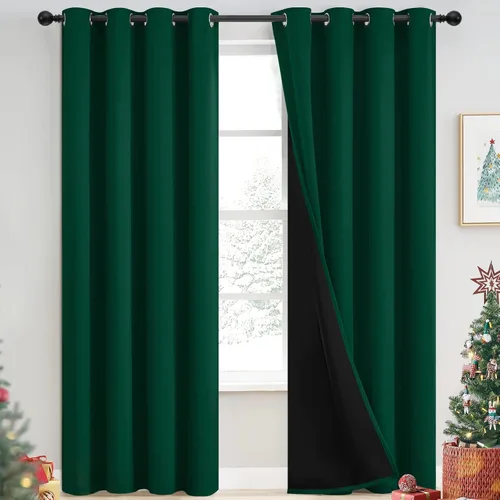 Miniatura 284 de Yakamok Cortinas negras, cortinas de ventana con aislamiento térmico y eficiencia energética para dormitorio, cortinas opacas completas y cortinas