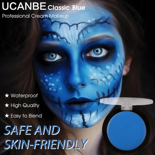 Miniatura 3 de UCANBE Pintura Facial y Corporal Azul, Base de Maquillaje, Paleta Profesional de Pintura Grasa No Tóxica para Adultos, Fiesta, Cremas