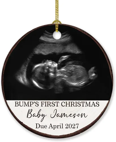Miniatura 14 de Adorno personalizado para bebé que llega 2027, adorno de Navidad de Bump, elige el nombre del bebé y el año de Navidad para el nuevo abuelo abuela