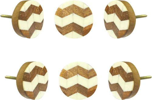 Miniatura 7 de Perilla Home Juego de 6 pomos de puerta de madera - Pomos decorativos ovalados con incrustación para puerta con mango, elegante adición