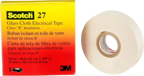 Miniatura 14 de Cinta eléctrica de tela de vidrio 3M 27, ½ pulgada x 66 pies, 1 rollo, adhesivo no corrosivo, sensible a la presión, alta temperatura, protección