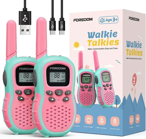 Miniatura 10 de FOREDOM Walkie Talkies recargables para niños, Walkie Talkies de largo alcance para niños de 3 a 12 años, para niños y niñas, juguetes de cumpleaños