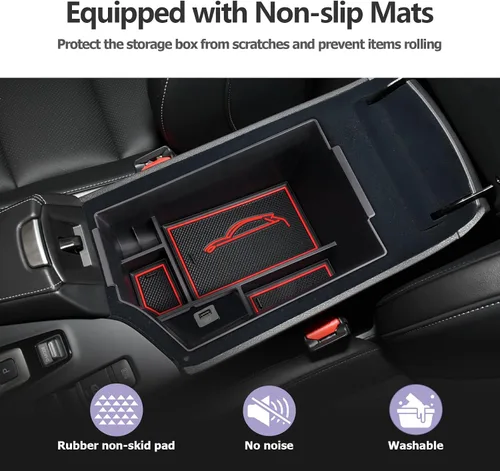 Miniatura 5 de Organizador de consola central Infiniti QX50 QX55 2018-2023 Accesorios para reposabrazos (rojo)
