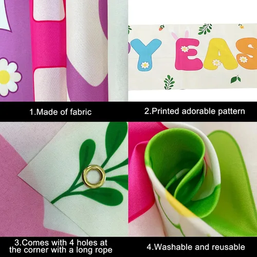 Miniatura 3 de KatchOn, Cartel de feliz Pascua para exteriores – Extra grande de 120 x 20 pulgadas Decoraciones de Pascua al aire libre para el hogar