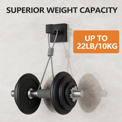 Miniatura 4 de Kruodop 2 PCS Ganchos para Toallas para Baño, Soporte para Toallas de Montaje en Pared, Gancho Negro Mate para Bata de Pared, Gancho Cuadrado