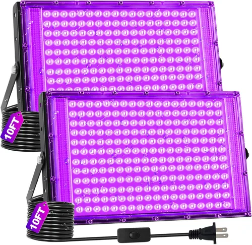 Miniatura 8 de Luces negras de 50 W, IP66, impermeables, para exteriores, reflectores de luz negra con interruptor, enchufe, cable de 6 pies para fiesta brillante