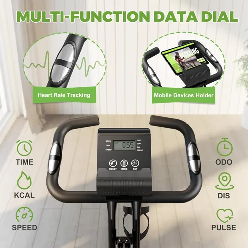 Miniatura 4 de Caromix - Bicicleta estática plegable, 5 en 1, bicicleta magnética estacionaria, bicicleta vertical para interiores, entrenamiento en casa