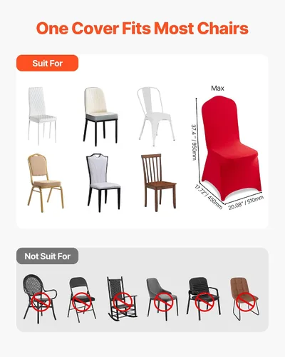 Miniatura 53 de VEVOR 150 fundas blancas para sillas de poliéster y elastano, fundas elásticas para bodas, fiestas, comedor, banquetes, sin pinzas, 150