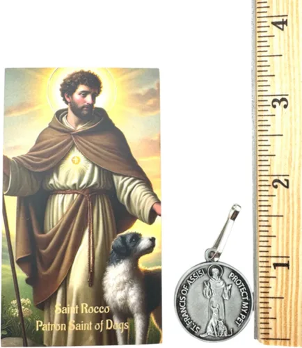 Miniatura 2 de Westmon Works Juego de medalla de perro de San Francisco con tarjeta santa de San Rocco patrón de perros