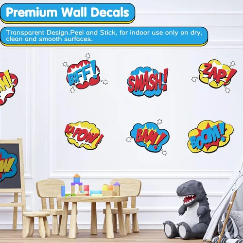 Miniatura 2 de Calcomanías de pared de superhéroes, calcomanías de efectos de sonido de cómics, calcomanías de superhéroe, Boom Pow, calcomanías de vinilo