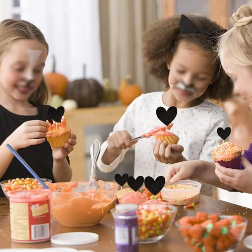 Miniatura 7 de 30 piezas de decoración para cupcakes con diseño de corazón con purpurina para cupcakes, despedida de soltera, boda, compromiso, decoración de Negro
