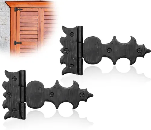 Miniatura 20 de Paquete de 2 bisagras de hierro forjado negro de 9 pulgadas, bisagras decorativas de hierro forjado, bisagras de hierro rústico para persianas