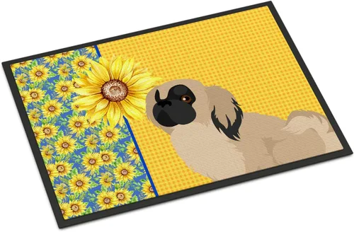 Miniatura 331 de Caroline's Treasures WDK5313MAT Airedale Terrier - Tapete para puerta delantera de 18 x 27 pulgadas, diseño de girasoles de verano, para entrada