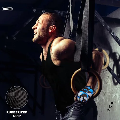 Miniatura 3 de RDX Guantes de levantamiento de pesas para gimnasio, entrenamiento de fitness, palma acolchada antideslizante, equipo de entrenamiento de fuerza