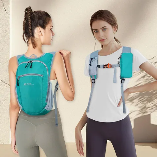 Miniatura 2 de Mochila de senderismo de 10L/15L, pequeña, ligera, plegable, para viajes, resistente al agua, para mujeres y hombres (Verde Lago, 10L)