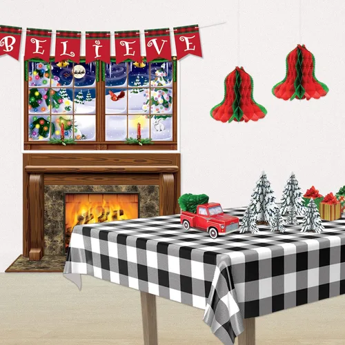 Miniatura 4 de Beistle Campanas de papel de seda de panal de abeja, 4 piezas, decoraciones de Navidad, suministros de fiesta de invierno, 12 pulgadas, rojo/verde