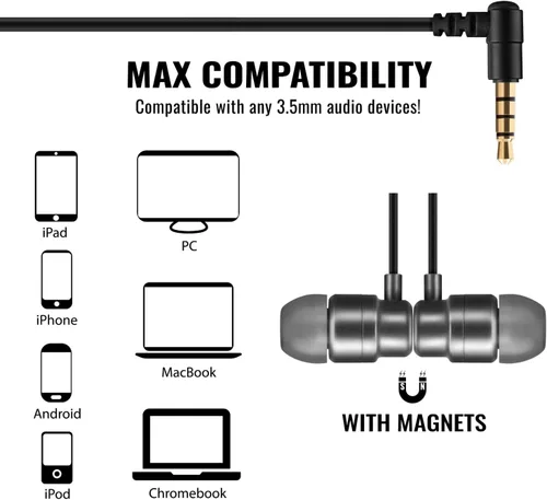 Miniatura 4 de Auriculares con cable UliX Rider intrauditivos, garantía de 5 años, auriculares con micrófono, con cable anti-enredo, auriculares para iPhone, iPad