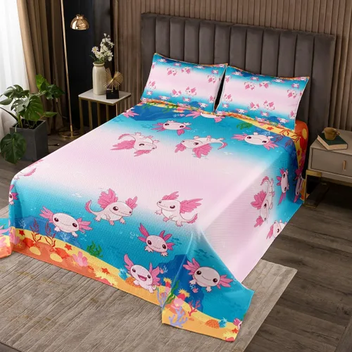 Miniatura 13 de Manfei Juego de colcha de verano con diseño de ranas de dibujos animados, diseño de animales de estanque, decoración de habitación de niños, niñas
