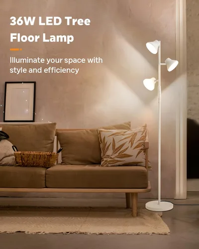 Miniatura 2 de SIBRILLE - Lámpara de pie LED, lámpara de pie moderna de 36W con control remoto y táctil, 4 temperaturas de color, lámpara de pie con 3 luces