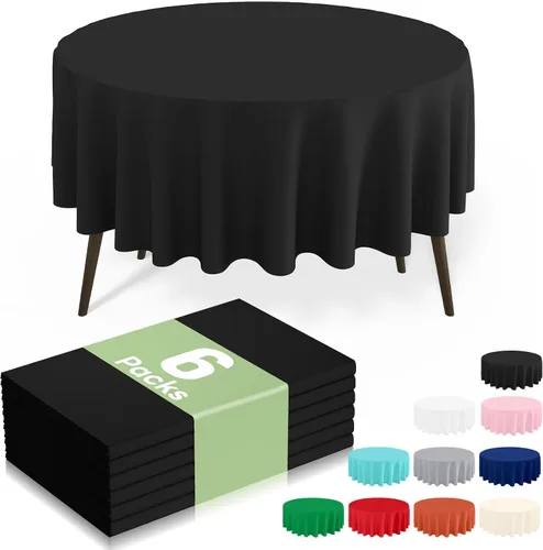 Miniatura 29 de misaya 6 paquetes de manteles de plástico desechables, 54 x 72 pulgadas mantel rectangular impermeable, cubiertas de mesa decorativas a prueba