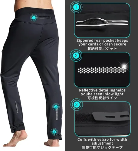 Miniatura 6 de Souke Sports Pantalones de ciclismo de invierno para hombre, a prueba de viento, de forro polar térmico para ciclismo pantalones deportivos
